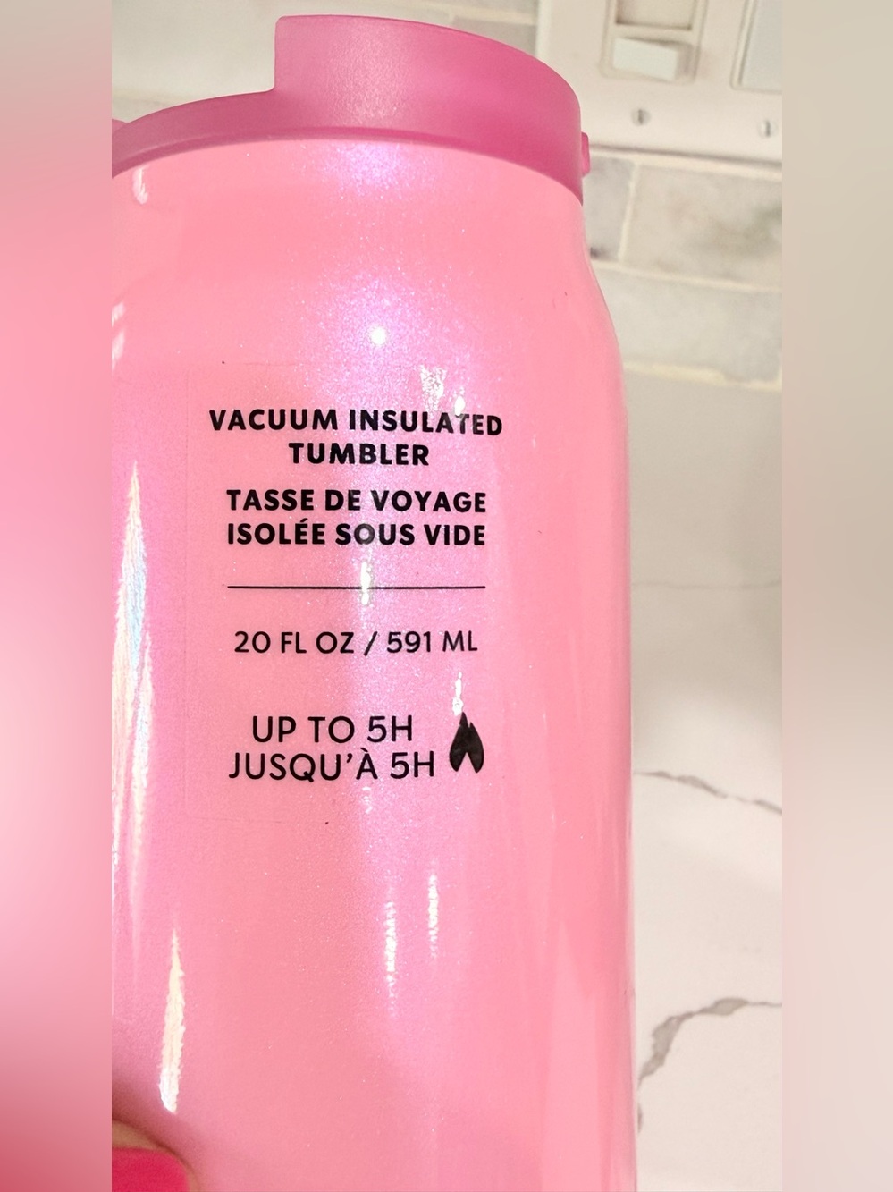 NWT Starbucks Pink Shimmer Iridescent 20 oz Vacuum Insulated Travel Tumbler - Picture 2 of 3